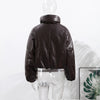 Warm V-Neck Thick Leather Short Jacket Woman Long Sleeves Loose Versatile Coats Casual Street Women's Autumn Winter Jackets