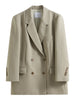 Chic Double-breasted Casual Blazer Jacket for Women Spring Loose Lazy Style Top 25FS11097
