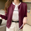 Knitted Cardigan Jacket Women Spring Autumn Round Neck Casual Cardigans Woman Solid Color Slim Korean Jumpers Female