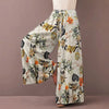 Women Floral Print Wide Leg Pants Spring Autumn Drawstring Bohemia Trousers Ladies Casual Loose Elastic Waist Pantalon