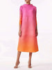 Pleated Dress Gradient Color Women Turtleneck Long Sleeves Pink Orange Dresses Female Clothing 2YA773b