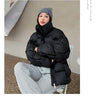 Winter Women Parkas Warm Down Cotton Coats Bubble Jacket Thick Knitted Loose Puffer Coat Stand Collar Female Outwear
