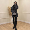 Faux Fur PatchworkTwisted Knitted Cardigan Women Elegant Lapel Long Sleeve Pockets Furry Knitwear Autumn Female Loose Outerwears