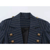 Slim Fit Women Striped Cropped Suit Jacket Notched Lapel Double Breasted Metal Buttons Vintage Military Blazer Fall Outerwear
