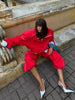 Women Solid Zip Up Two Piece Set High Neck Loose Jacket Wide Leg Track Pants Spring Autumn Casaual Hip Hop Outfit