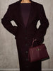 Women's Long Coat Slim V Neck Single Breasted Overcoats Shoulder Pad Maxi Jackets with Belt Winter Lady Commute Outwear