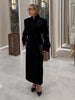 Autumn Commute Women's Maxi Coat Solid Long Sleeve Shoulder Padded Straight Slim Overcoats Office Daily Lady Outwears