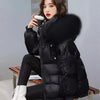 Winter Warm Duck Down Jacket Women's Clothes Glossy Fur collar Thicken Parka Short Down Coat Female