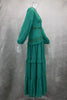 Elegant Ruffles Long Sleeve Maxi Dress for Women Boho Evening Party Dresses Wedding Guest Autumn Clothing Green Blue Purple