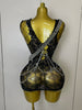 Stock Sexy Pin Decoration Fringe Beading Short Party Dress Women Hollow Out Nightclub Performance Singer Costume