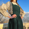 Retro Women's Corduroy Dress Square Neck Casual Medieval Dresses Vestidos Para Mujer