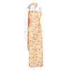 Elegant 2 Pieces Dress Set with Scarf Women Matching Sets Sexy Cropped Top and Long Dress Set Casual Dress