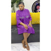 Autumn and Winter Africa Women's Clothing Solid Color Splicing Dress Pleated Loose Women's Cardigan Dresses
