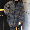 Winter Clothing Plaid Women's Coat Vintage Thicked Wool & Blends Streetwear Casual Coats Tops Abrigos Para Mujer