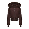 Women's Bomber Jacket Hooded Cropped Coat Winter Jacket Woman Cool Warm Clothes Coffee Black White Clothing XXL