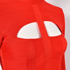 Women White Hollow Out HL Bandage Dress Long Sleeve Bodycon Sexy Cut Out High Neck Party Red Black Midi Runway Dress XL