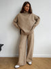 turtleneck sweater set women's European, American autumn and winter loose casual lazy thickened knitted trousers set