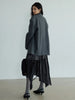 Women Gray Striped Shaped Big Size Elegant Blazer Lapel Long Sleeve Jacket Tide Spring Autumn 1DH7077