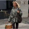 Solid Hooded Quilted Padded Coats Women's Drawstring Zipper Pockets Stand Collar Thicken Jackets Ladies Winter Outwear
