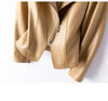 Leather Jacket Women's Short Slim Sheepskin Coat Spring Autumn Leather Jacket Long Sleeve Lapel Zipper Outwear