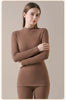 Women's Cashmere Silk Thermal Underwear Thermal Tops Warm Pants Thickened Solid Color Half Turtleneck Long Sleeve Winter Clothes