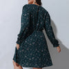 Plus Size Floral Print A-line Dress Women Long Puff Sleeve High Waist Elegant Spring Casual Midi Boho Dress Large Size 6XL 7XL