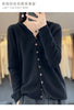 100% Merino Wool Sweater Cardigan Women Korean Coat Solid Color Top Spring/Autumn/Winter Women Hooded Cardigan