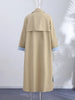 Elegant Khaki Women's Trench Coat Long Autumn Loose Stand Collar Full Sleeved Single Breasted Pocket Side Split Windbreaker