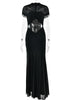 Patchwork Sexy Hollow Out Sheer Mesh Women Maxi Dress Turtleneck Ruched Dress Spring Slim Elegant Party Evening Dress