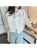 Pleated Casual Thin Jacket for Women with A Sense of, Loose One Button Short Cardigan Top for Women
