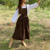 Retro Women's Corduroy Dress Square Neck Casual Medieval Dresses Vestidos Para Mujer
