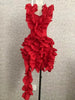 Women Edible Tree Fungus Tierred High Low Asymmetrical Ball Gown Dress Sexy Club Party Evening High Street Dresses