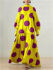 Women's Vintage Purple Polka Dot Maxi Dress Spring Lantern Sleeves Artistic Vacation Party Skirt Dresses for Woman