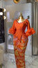 Orange Mermaid Evening Dress Beaded Sequins Ruffle Sleeves Prom Gown Elegant African Women Party Dress Customized