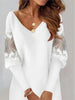 Dresses For Women Sexy V Neck Mesh Lace Sleeve Loose Dress Spring Autumn Casual Elegant Office Ladies Dress Robe Femme