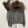Coat Women Cardigan Natural Fox Fur Coat Women Real Mongolian Fur Knitwear Female Spring Autumn Hooded Knitted Fur Jacket