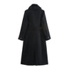Women's Belt Warm Fur Collar Coat Flip Collar Pocket Button Decoration Autumn/Winter Women's Wear
