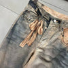 Autumn Winter Niche Design Print Contrast Color Loose Jeans For Women Straight Wide-leg Denim Pant 1A1517