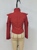 Women Sporty Cropped Padded Jacket Stand Collar Zip‑Up Shoulder Pad Long Sleeve Slim Fit Warm Coat Casual Chic Ladies Outerwear