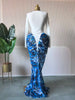 Women Tie Dye Print Patchwork Stacked Ruched Long Sleeve Midi A-line Maxi Long Dress Party Education Dresses