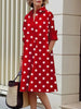 Women's Polka Dot Lapel Shirt Dress Spring Long Sleeves Loose Elegant Urban Casual Office Midi Dresses