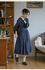 Long Sleeve Striped Long Sleeve Loose Vintage Spring Autumn A Line Dress Lady Work Dress Women Casual Midi Dress J404