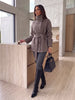 Women Black Belted Double Breasted Coat High Neck Long Sleeve Tailored Fit Elegant Jacket Winter Office Casual Outerwears