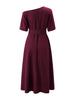 Women's S-2XL Size Slanted Shoulder Collar Tie Waist Style Solid Color Dress Leopard print maxi dresses for women
