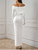 Women's Long Sleeve Asymmetric Neck Long Dress One Shoulder Ruched Bodycon Club Party Maxi Dresses Brown Autumn