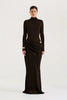 Autumn Long Sleeve Sexy Maxi Dress Women Hollow Out Turtleneck Ruched Bodycon Club Party Long Dresses Female