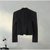 Women's Black Military Cropped Blazer Padded Shoulders Jacket Coat Vintage Stand Collar Gothic Elegant Party Streetwear Jackets