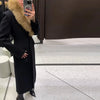 Elegant Faux Fur Wool Long Coat Women Solid Full Sleeve Lapel Patchwork Waist-closed Slim Coats Female Winter Outwear