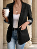 Women's Slim Fit Casual Button Blazer European Style Roll Up 7-Pt Sleeve Suit Jacket