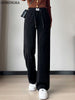 High Waist Retro Corduroy Stripe Women's Pants Fall Straight Causal Full Length Vintage Pockets All Match Japanese Y2k Trousers